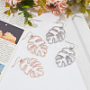 ANATTASOUL 4 Pairs 2 Colors Alloy Hollow Out Monstera Leaf Dangle Earrings for Women EJEW-AN0001-18-7