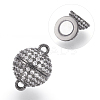 Brass Micro Pave Cubic Zirconia Magnetic Clasps with Loops ZIRC-E120-05B-10mm-NR-1