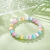 Dyed Natural Selenite Round Beaded Stretch Bracelet BJEW-JB09411-02-2