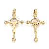 Religion Brass Micro Pave Cubic Zirconia Pendants KK-T073-47G-1