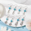 Synthetic Turquoise Beaded Dangle Earrings EJEW-JE05496-2