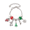 Christmas Theme Glass & Alloy European Beads Bracelets for Women BJEW-JB11198-03-1
