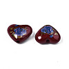 Flower Printed Opaque Acrylic Heart Beads SACR-S305-28-L02-3