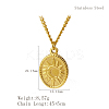 Stylish 304 Stainless Steel Sunbeam Pendant Necklace for Women's Daily Wear KZ7444-3-1