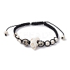 2Pcs 2 Color Synthetic Turquoise Dolphin & Natural Dalmation Jasper Braided Bead Bracelets Set BJEW-JB09839-2