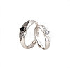 Adjustable Brass Micro Pave Cubic Zirconia Couple Cuff Open Rings WGE4BBC-01-5