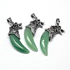 Antique Silver Zinc Alloy Natural Green Aventurine Big Pendants G-F228-63M-FF-1