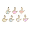 UV Plating Alloy with Mixed Color Glass Rhinestone Pendants FIND-M018-33G-1