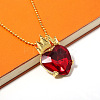 Alloy Rhinestone Crown Heart Pendant Ball Chain Necklaces FS-WGC3330-01-1