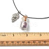 Glass Bottle & Alloy Shell Pendant Necklace NJEW-FZ00016-5