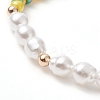 Plastic Imitation Pearl & Glass Seed Beaded Stretch Bracelet for Women BJEW-JB09929-4