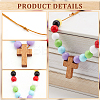 Wood Cross with Acrylic Beaded Pendant Necklaces for Women NJEW-AB00014-4