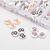 2-Hole Flat Round Mathematical Operators Printed Wooden Sewing Buttons BUTT-X0039-B-2