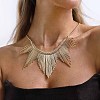 Iron Multiple Wavy Stick Bib Necklaces for Women WG3549D-01-4
