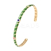 304 Stainless Steel Enamel Cuff Bangles for Women BJEW-H637-02A-G-4