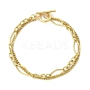304 Stainless Steel Curb Chain & Singapore Chain Double Layer Chain Bracelets for Women BJEW-JB13669-3