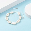 Natural Cowrie Shell Braided Bead Bracelet for Women BJEW-TA00044-01-2