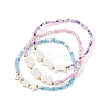 3Pcs 3 Style Star & Moon & Butterfly Shell & Seed Beaded Stretch Bracelets Set BJEW-JB09438-1