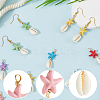 40Pcs Starfish Dyed Synthetic Turquoise & Natural Cowrie Shell Pendants PALLOY-SC0004-41-6