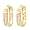 Square with Oval Brass Micro Pave Clear Cubic Zirconia Hoop Earrings EJEW-D348-08G-2