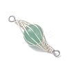 4Pcs 4 Styles Round Natural Carnelian & Rose Quartz & Amethyst & Green Aventurine Horse Eye Connector Charms PALLOY-TA00349-4