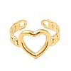Ion Plating(IP) 304 Stainless Steel Heart Open Cuff Ring for Women RJEW-I085-11G-2