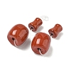 Gourd 3-Hole Natural Red Jasper Guru Beads G-F223-05-12mm-2