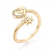 Brass Micro Pave Cubic Zirconia Cuff Rings for Women KK-T071-77G-4