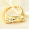 Brass Micro Pave Cubic Zirconia Adjustable Open Cuff Rings for Women RJEW-K292-10G-1