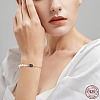 Natural Freshwater Pearls Beaded Bracelets with Cubic Zirconia Rectangle Link BJEW-I314-138-2