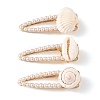 3Pcs 3 Styles Natural Shell Alligator Hair Clips PHAR-TA000012-2