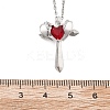 Brass Cubic Zirconia Wing Cross Pendant Necklaces for Women NJEW-C067-07P-01-5