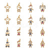 16Pcs 8 Style Brass Micro Pave Mixed Color Cubic Zirconia Pendants ZIRC-FW0001-03-1