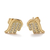 Brass Micro Pave Clear Cubic Zirconia Stud Earrings EJEW-D305-16G-3