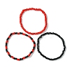 3Pcs 3 Styles Round Glass Seed Beaded Stretch Bracelet Sets BJEW-JB10749-01-1