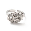 Clear Cubic Zirconia Moon & Star Open Cuff Ring RJEW-C055-03P-2