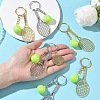 5Pcs Opaque Acrylic Tennis with Alloy Tennis Racket Keychains KEYC-YW00243-01-4