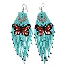 Bohemia Woven Glass Seed Bead Dangle Earrings EJEW-A046-02A-1