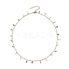 Faceted Round Natural Apatite & Amethyst & Rhodonite & Sunstone & Apatite & Ruby Tassel 304 Stainless Steel Cable Chain Necklaces with Natural Pearl NJEW-JN06470-3
