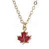 Brass Red Enamel Maple Leaf Pendant Cable Chain Necklaces for Women NJEW-JN05080-1