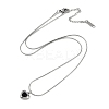 PVD Vacuum Plating 304 Stainless Steel Cubic Zirconia Heart Pendant Round Snake Chain Necklaces for Women NJEW-Z044-08P-3