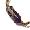 Natural Amethyst Bullet Braided Bead Bracelets BJEW-K225-01E-2