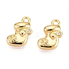 Christmas Theme Brass Micro Pave Clear Cubic Zirconia Charms KK-T073-16G-1