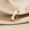 Flower Brass Micro Pave Clear Cubic Zirconia Cuff Rings for Women FS-WG9A424-01-2
