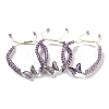 Natural Amethyst Braided Round Bead Bracelets BJEW-K251-06B-1