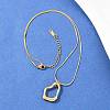 304 Stainless Steel Hollow Irregular Teardrop Pendant Round Snake Chain Necklaces for Women NJEW-G188-01G-3