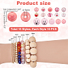 150Pcs 15 Styes Spray Painted Natural Wood European Beads WOOD-PH0003-09-2