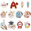24Pcs 12 Style School Theme Alloy Enamel Pendants FIND-SC0004-12-1