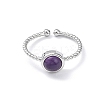 Natural Amethyst Cuff Rings RJEW-E074-01P-03-3