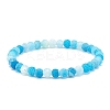 Natural Weathered Agate(Dyed) Round Beaded Stretch Bracelet BJEW-JB08363-03-1